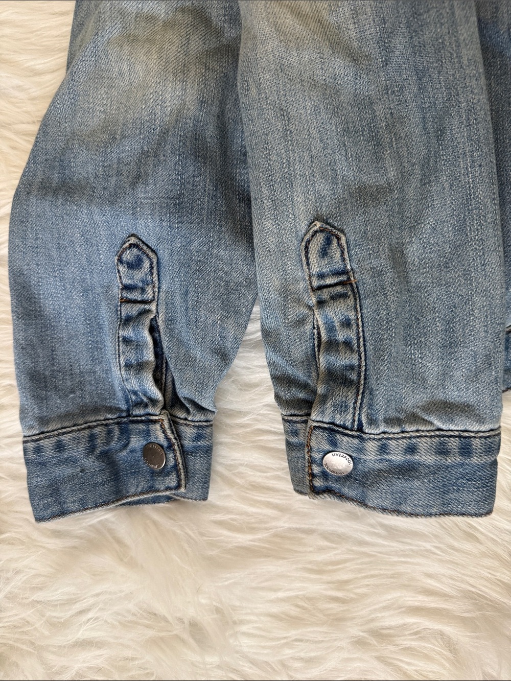 Liverpool Oversized Denim Jacket Size Large 100% Cotton Vintage Wash - Picture 10 of 10